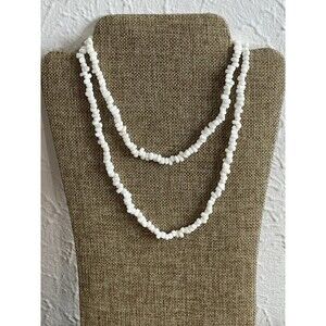 Puka Shell Necklace Pull Over No Clasp Vintage White 17"